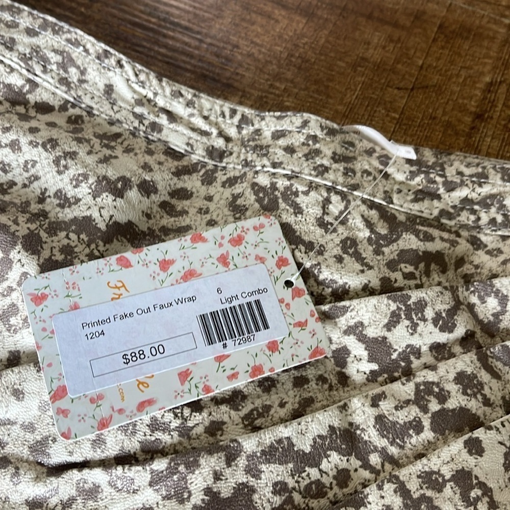 Free People Printed Fake Out Faux Wrap Skirt NWT - Picture 8 of 12